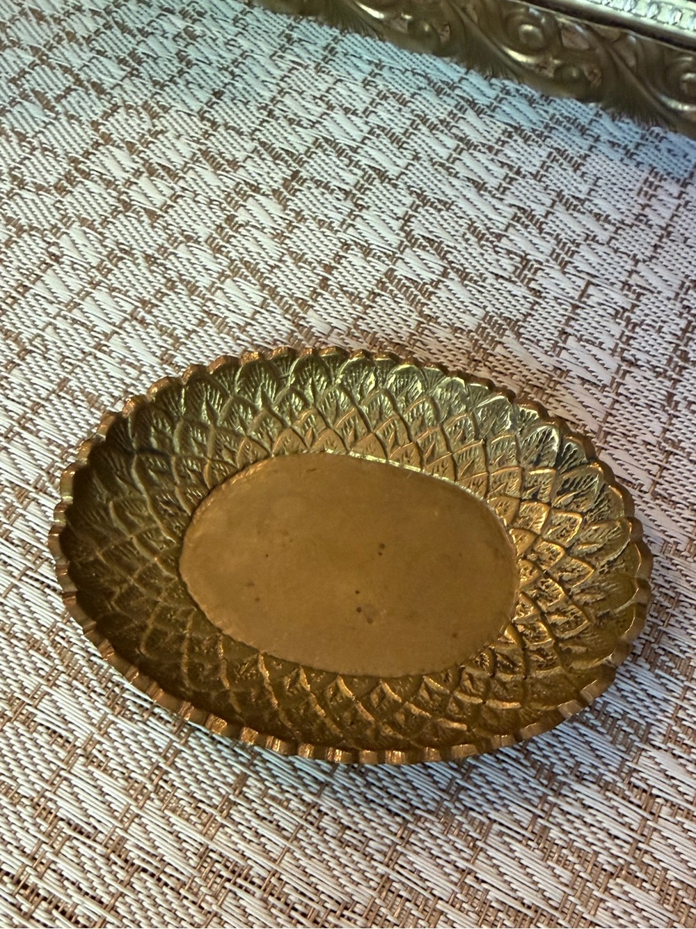 Vintage brass small trinket tray 4”